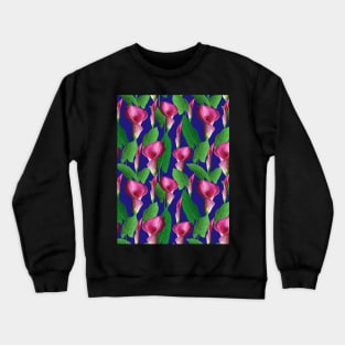 Watercolor Calla Lily Pattern On Blue Background Crewneck Sweatshirt